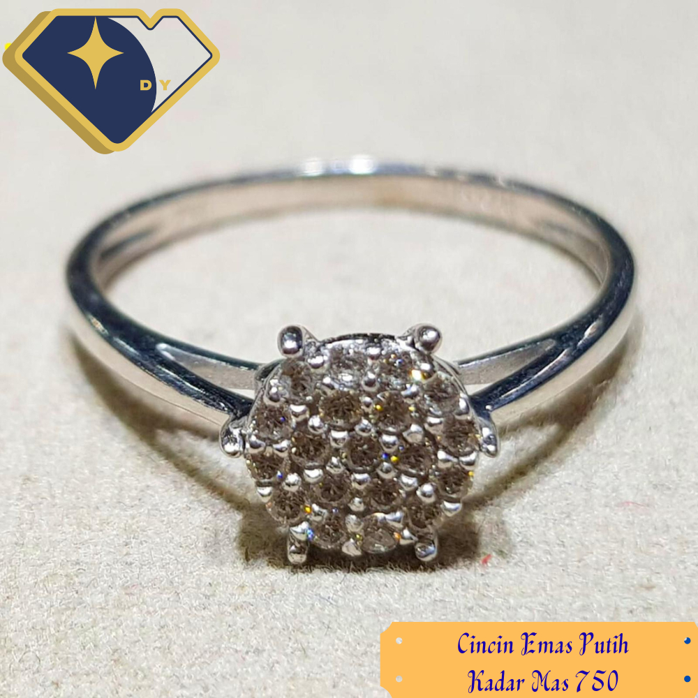 Cincin mas Putih Permata Zirconia Terbaru 03 Kadar mas 750
