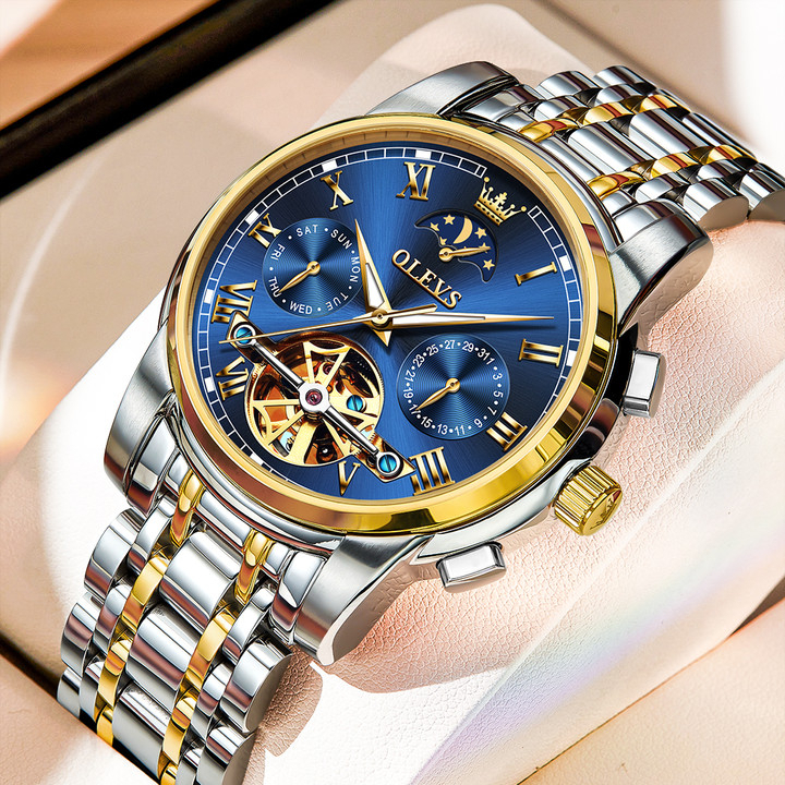 PROMO  OLEVS Jam Tangan Automatic Pria  Led Terbaru Luxury Chronograph Stainless Watch