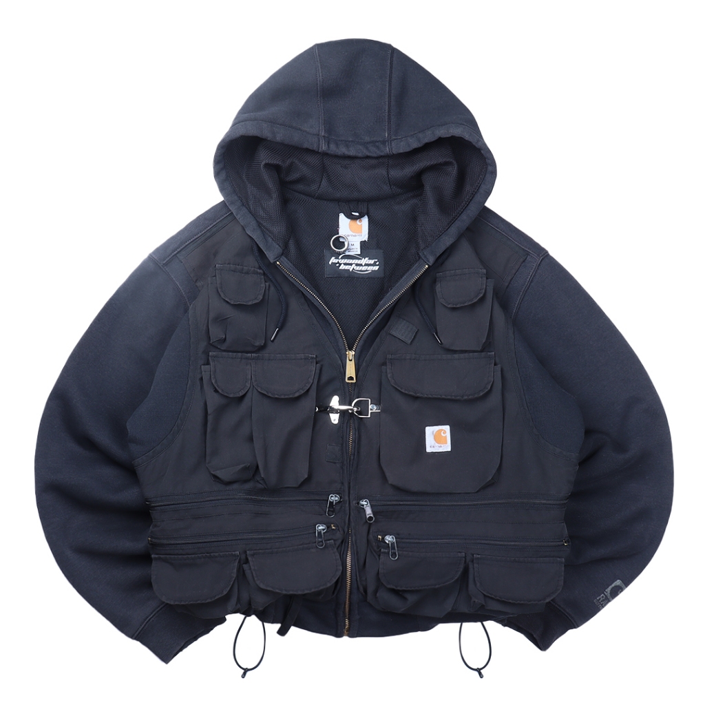 Reworked Few and Far Between Tactical Crop Hoodie Black - Fireman Clasp