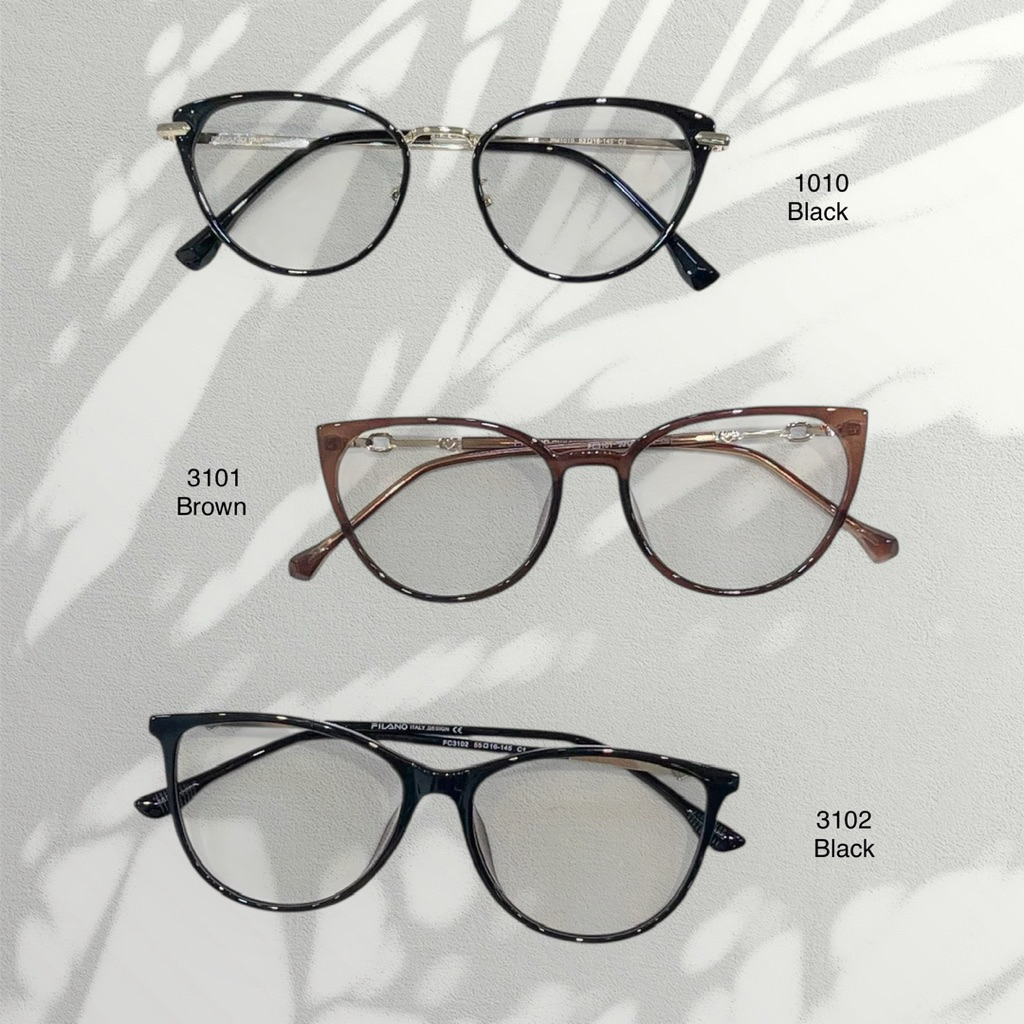 PERMATA OPTIK - Frame Filano - Kacamata Model Cat Eye Mall Supersin Bluelight Transition Protector