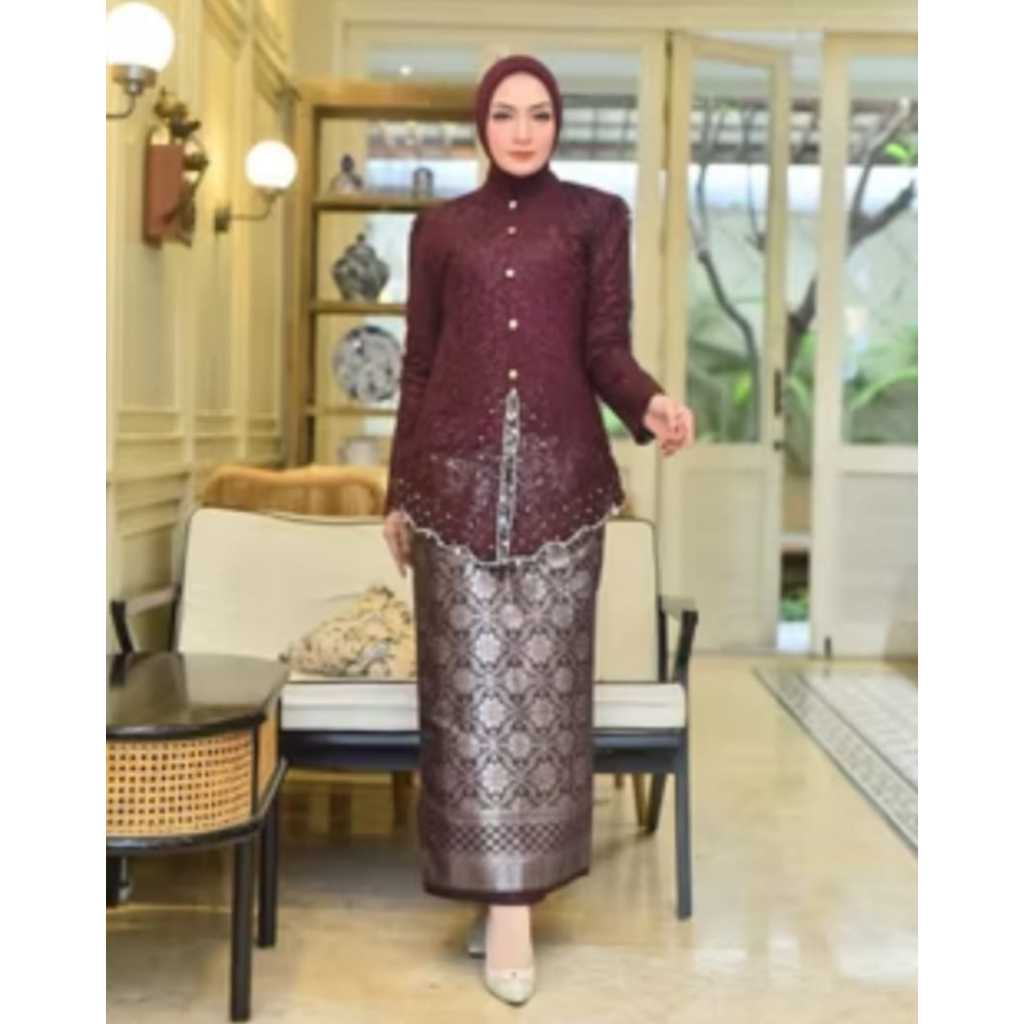 Free hijab /Kebaya Encim Tulle/Setelan Kebaya Encim/Kebaya Encim Modern/ Kebaya Wisuda