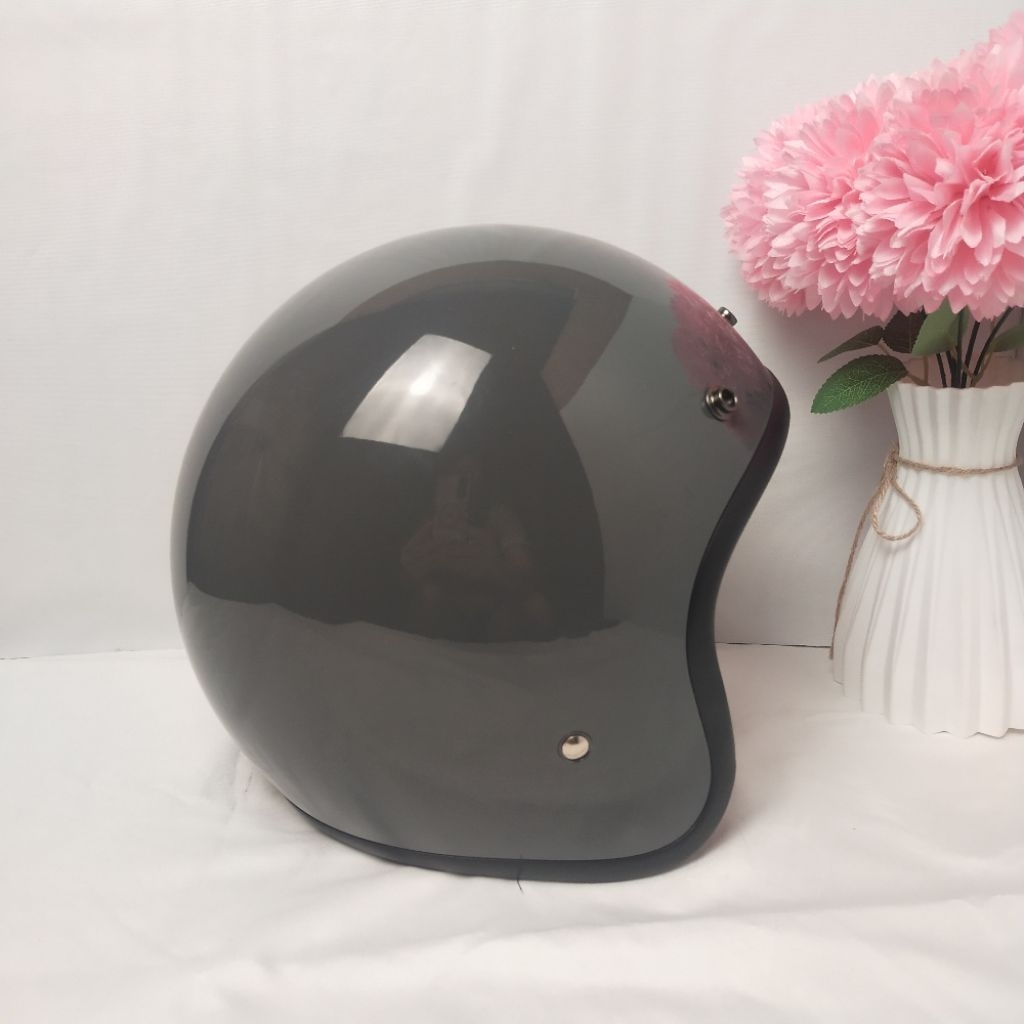 Helm Retro JPN Polos modern grey / Helm Retro JPN Murah / Helm Retro JPN tanpa logo