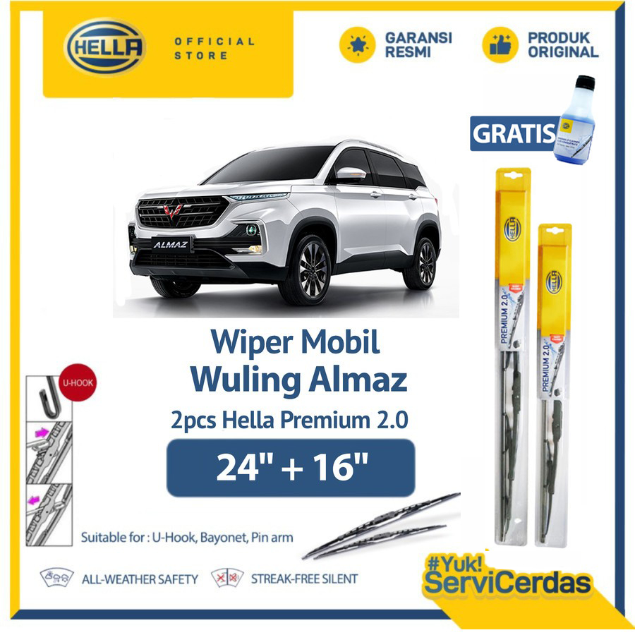 Wiper Mobil Wuling Almaz 24” + 16” (2pcs) - HELLA Premium 2.0