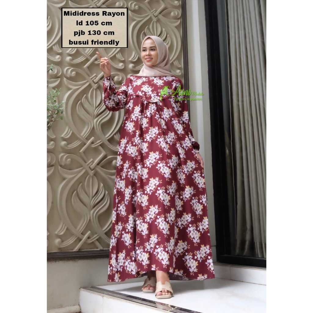 Mididress rayon motif Aini Modiste Pekalongan