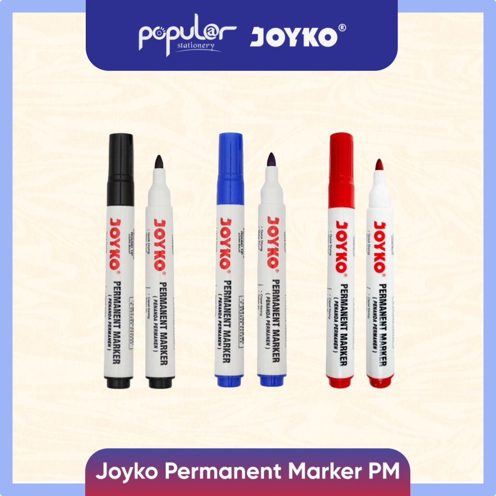 Joyko Spidol Permanent PM-17 PM-18 PM-19 | Joyko Permanent Market PM17 PM18 PM19 | Black Blue Red | 