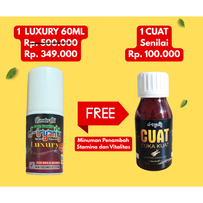 El Iryaniy Luxury 60 ML Roll MInyak Daun Bungkus Papua dan Minuman Energi CUAT Cuka Kuat