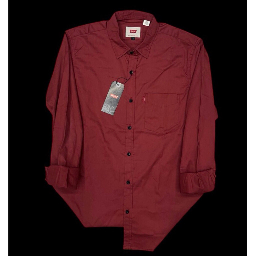 Kemeja Pria LEVIS Slim Fit Lengan Panjang – Formal & Casual | Katun Twill Premium | Hitam Distro Ele