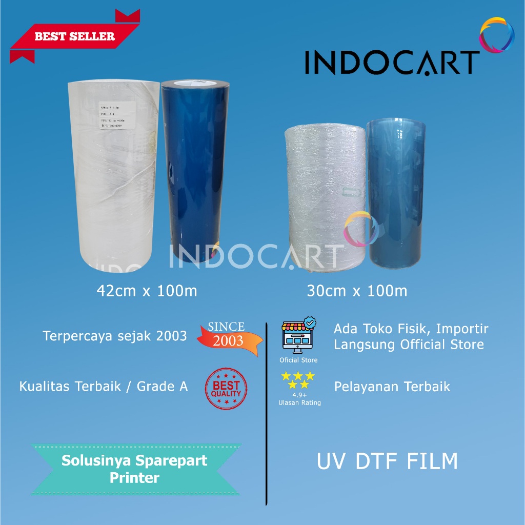 PET Film UV DTF A (Plus Glue) dan PET Film UV DTF B Premium High Quality