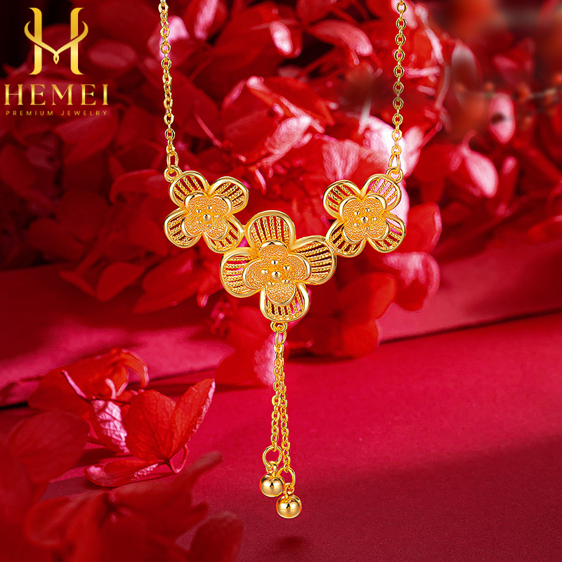 HEMEI KALUNG BUNGA EMAS PALSU KALUNG FASHION WANITA KALUNG MEWAH PREMIUM