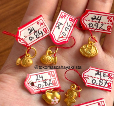 Gelang Charm / Liontin Emas Ikan Koi / Burung 24k HK Hongkong 999%- Gold Bracelet