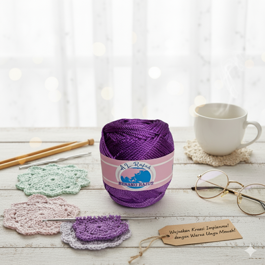 ALRAFAH - BENANG RAJUT POLY KILAP VIOLET PREMIUM