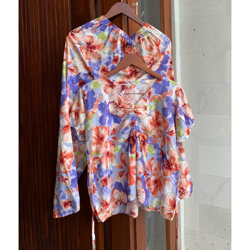 Dada Kerut Setelan Baju Dan Celana Panjang Motif Kekinian Bahan Rayon Nyaman Bagus Adem Dipakai