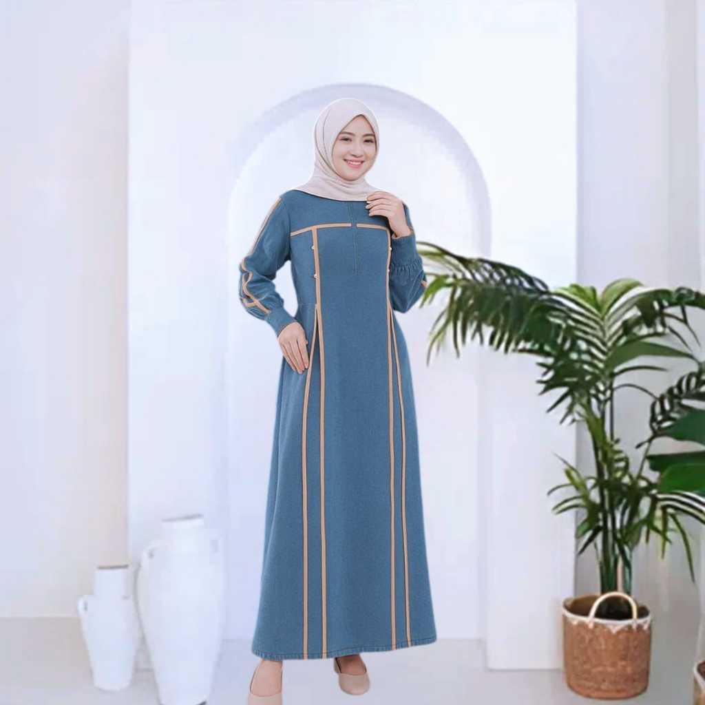 Gamis lebaran 2026 model terbaru bahan crinkle busui mewah simple dan elegan