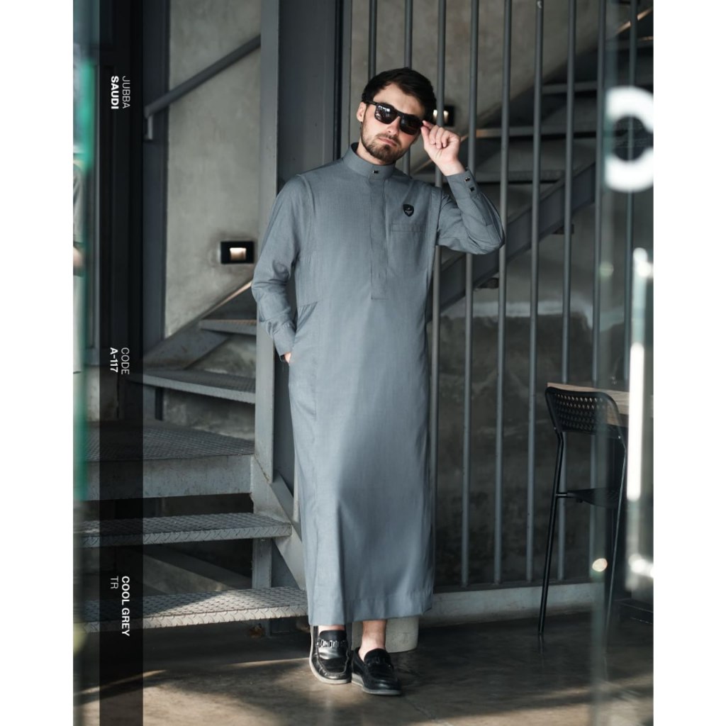 SAMASE - Jubba Saudi Pria Lengan Panjang - Zipper - 05A117 - Special Grey Edition