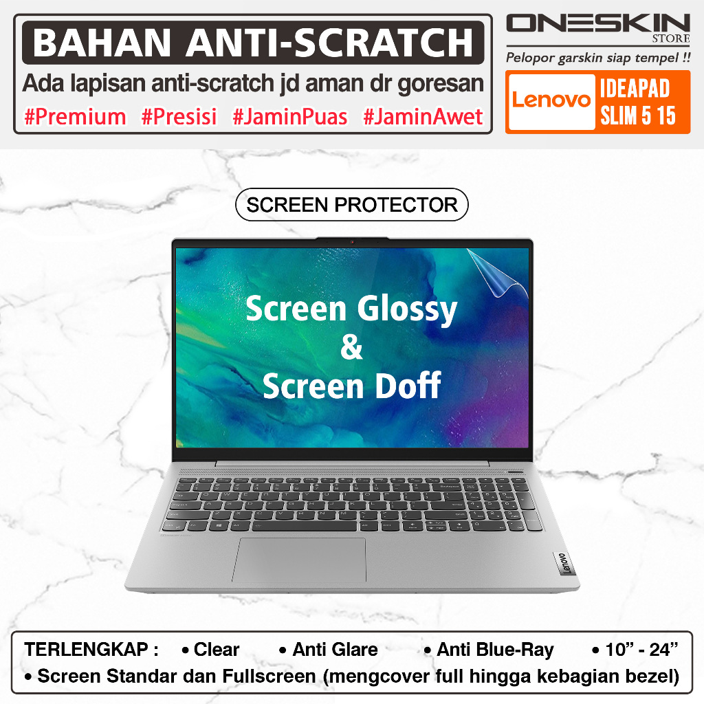 Pelindung Layar Screen Protector Guard Kompatibel dengan Lenovo IdeaPad Slim 5 5i-15 15ARE05 Glossy 