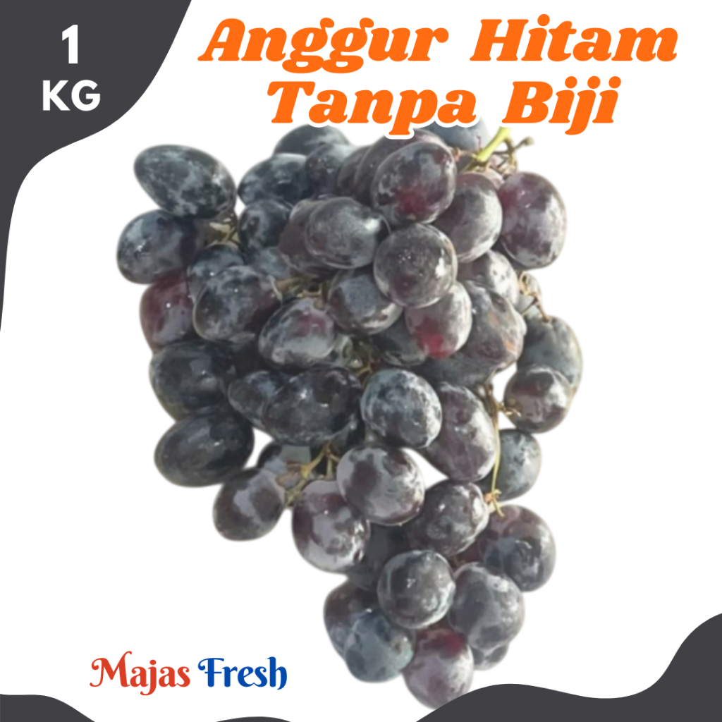 ANGGUR HITAM Tanpa Biji Segar - Buah Anggur Hitam Non Biji Import Fresh | 1.000gr [ Harga Per KG ]