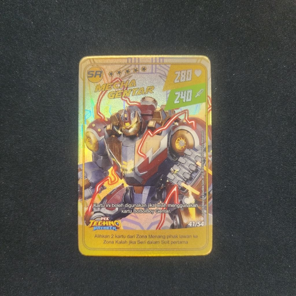 Kartu Boboiboy Monsta Galaxy Card - Mecha Gentar 41/54 (SR Rank Gold Card) Pek Techno Breaker