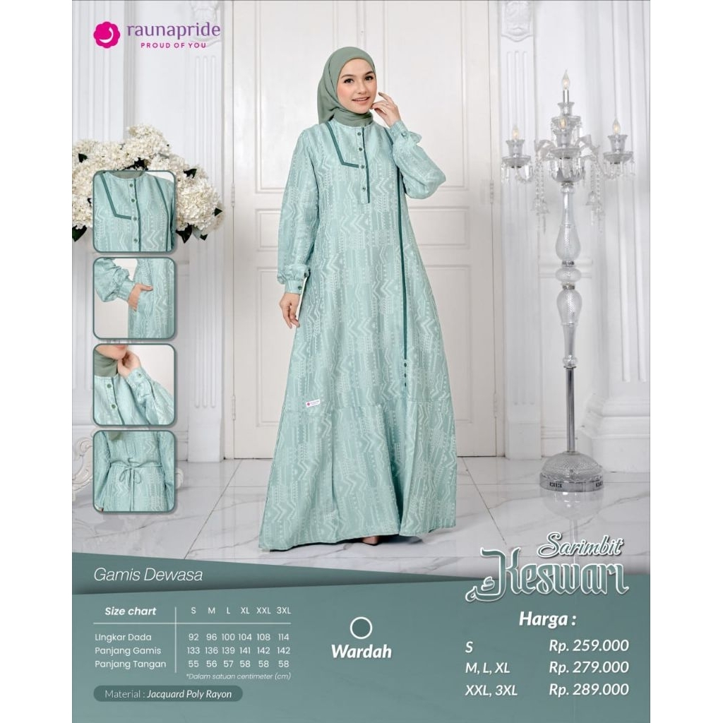 Baju Gamis Dewasa Motif/Baju Lebaran/Baju Seragaman/Baju Couple - Keswari Wardah | Original By Rauna