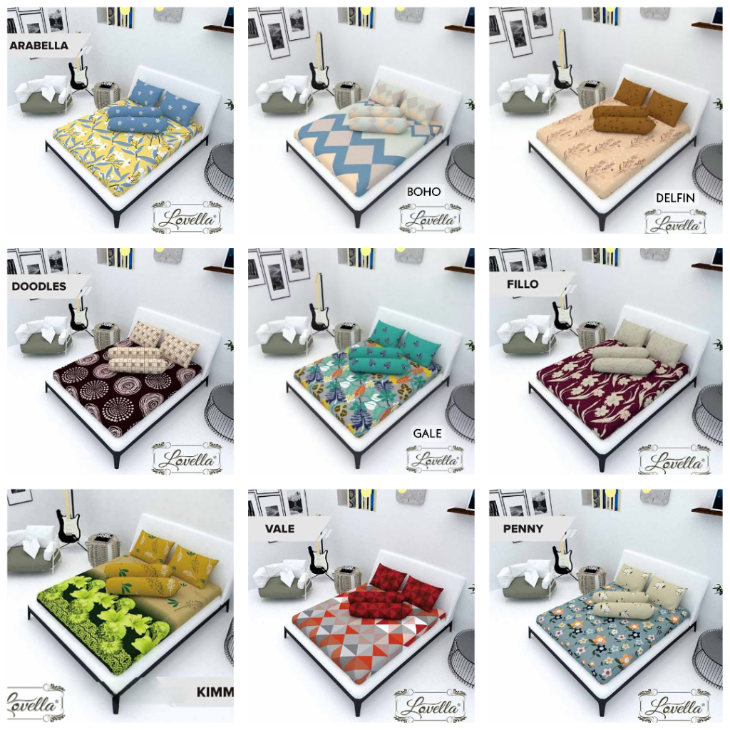 RVC75 - LOVELLA Sprei Selip King B4 Tinggi 20cm uk 180x200x20 Kasur no 1 Seprai Katun Motif