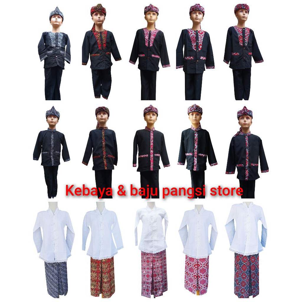 couplean_stelan baju kebeya-pangsi anak sekolah, baju adat jawa barat usia 3_12 tahun