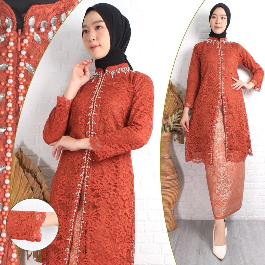 Stelan Kebaya Brukat Payet / Tunik Brukat Payet Seragaman / Stelan Kebaya Modern / Kebaya Brukat Sha