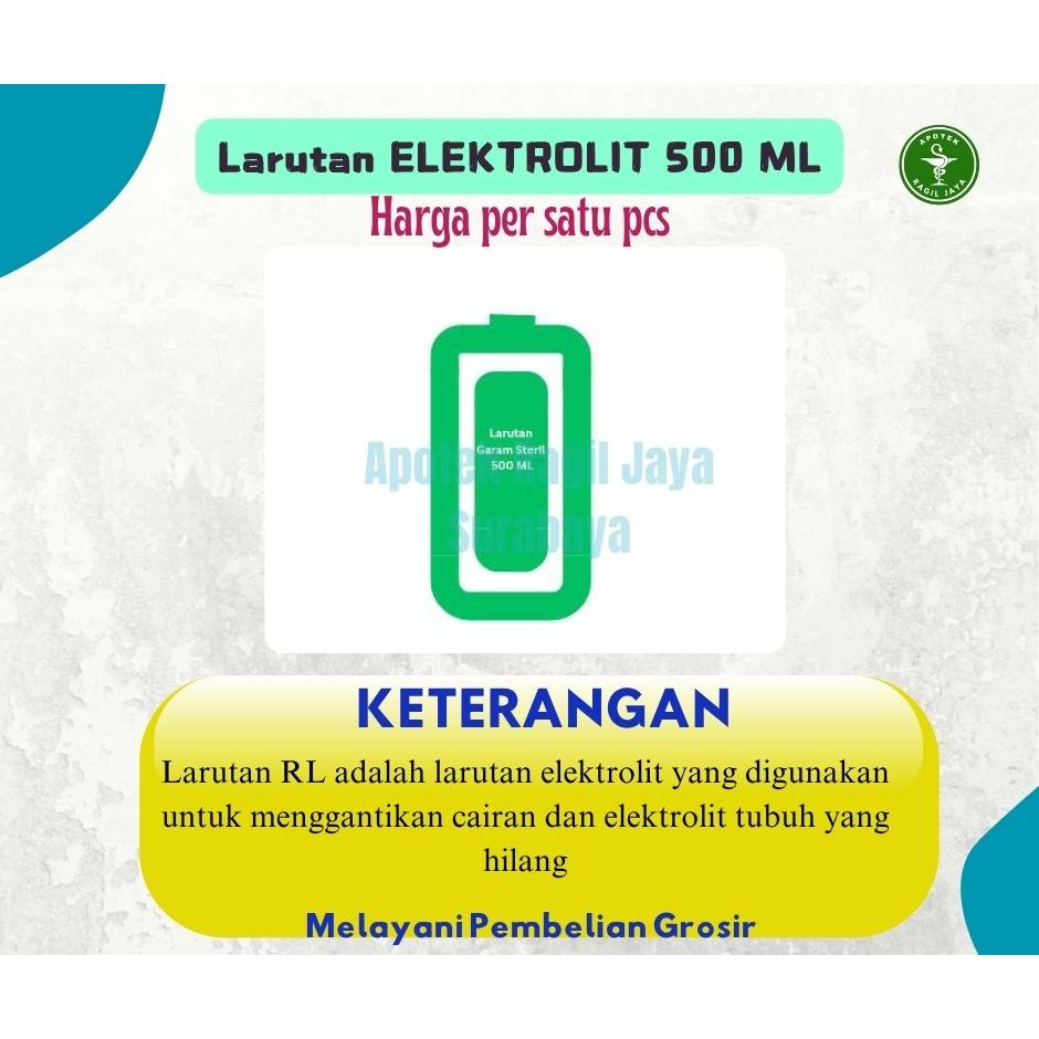 LARUTAN ELEKTROLIT | CAIRAN RL INFUS | RINGER LACTAT 500 ML TERMURAH