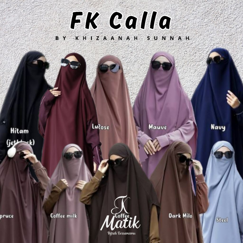 FK Calla by Khizaanah Sunnah | French Khimar Jetblack | FK Instan