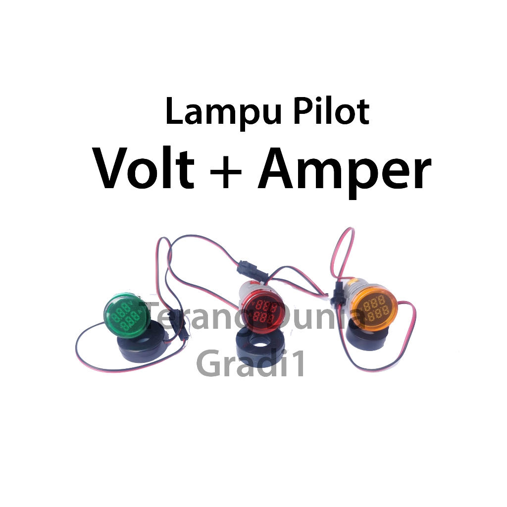 Pilot Lamp Volt dan Amper Meter Pilot V + A meter Pilot Volt Pilot Amper Lampu Pilot Amper dan Volt 