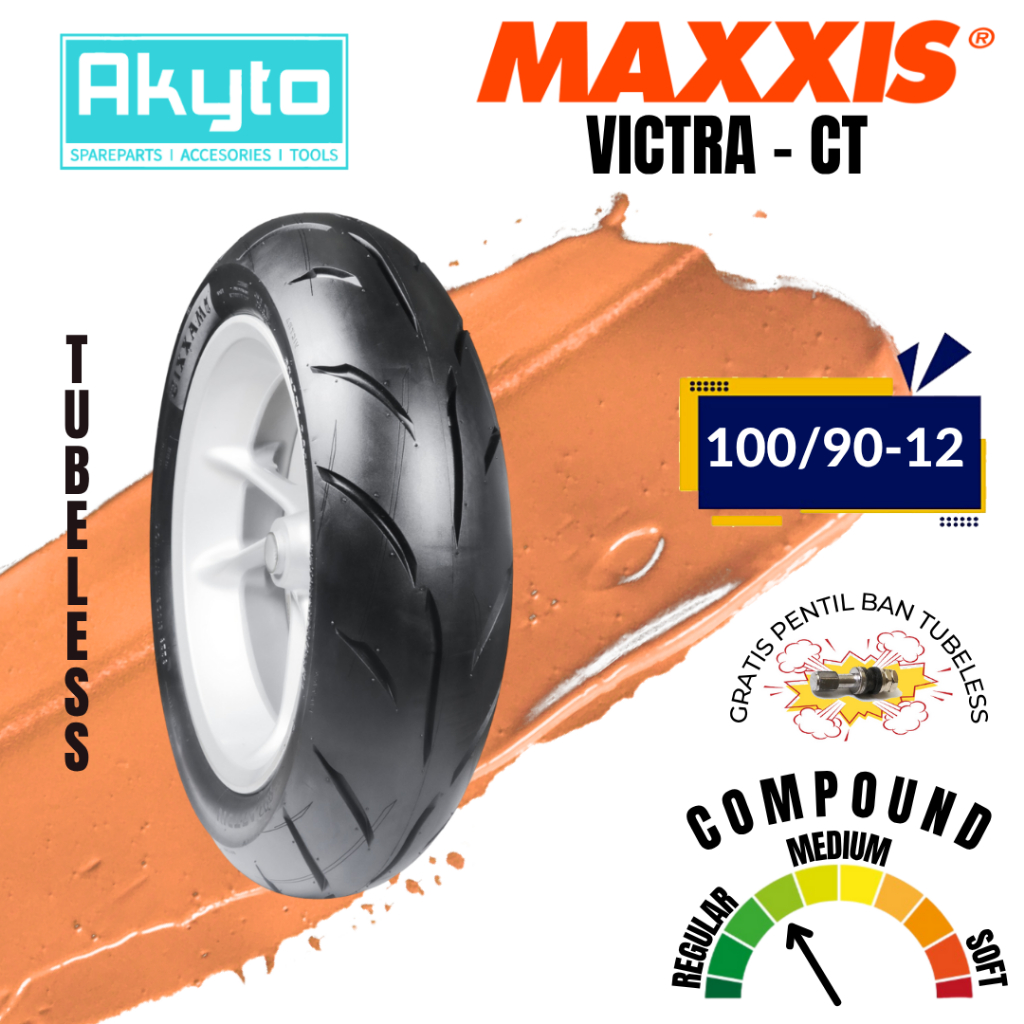 [MAXXIS VICTRA CT] 100/90-12 BAN TUBELESS MEDIUM COMPOUND FREE PENTIL / BAN MOTOR RING 12 R12 98CT