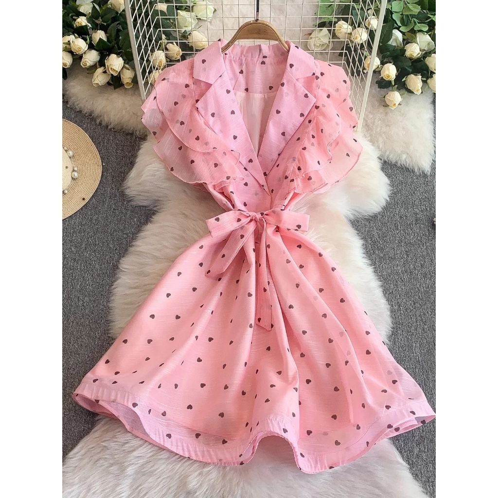 [ PRE ORDER] CELINE Polkadot Midi Dress Korean Style Wanita Kekinian