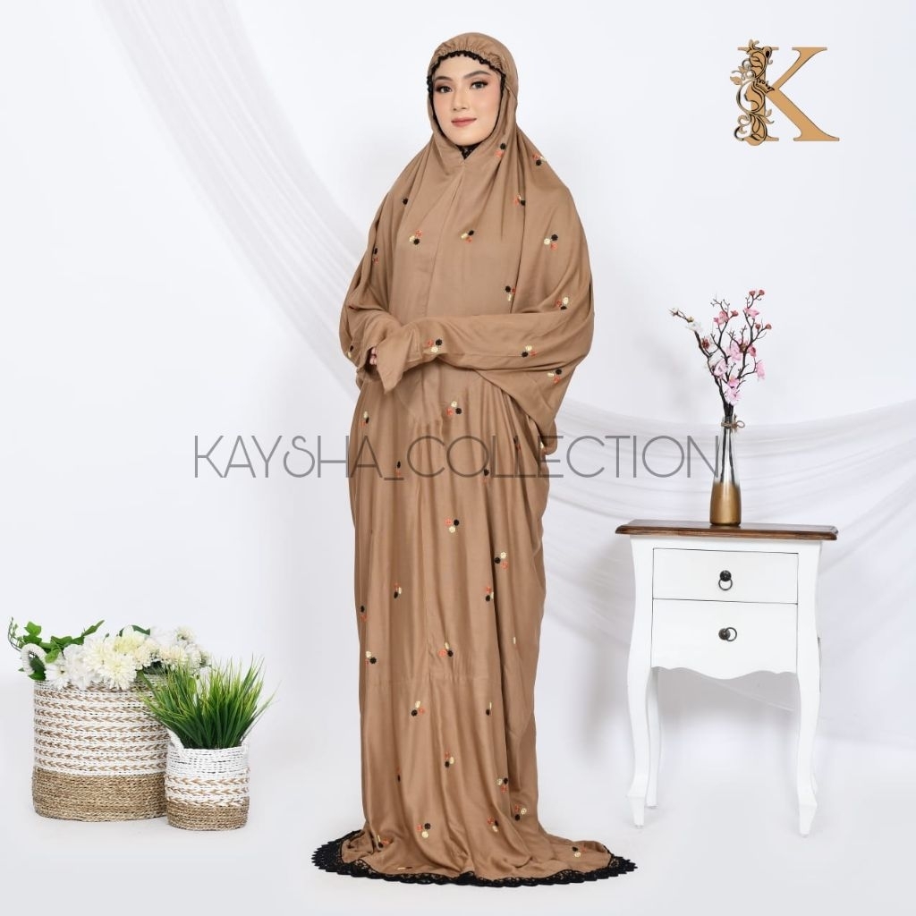 KAYSHA Mukena Dewasa Rayon Bordir Motif Mawar Hani
