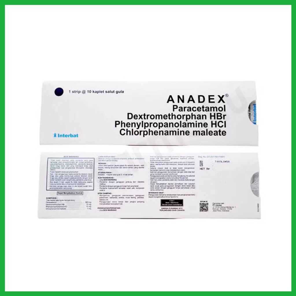 ICR Farma - Anadex Strip 10 Tablet - Obat Batuk Pilek Flu & Demam