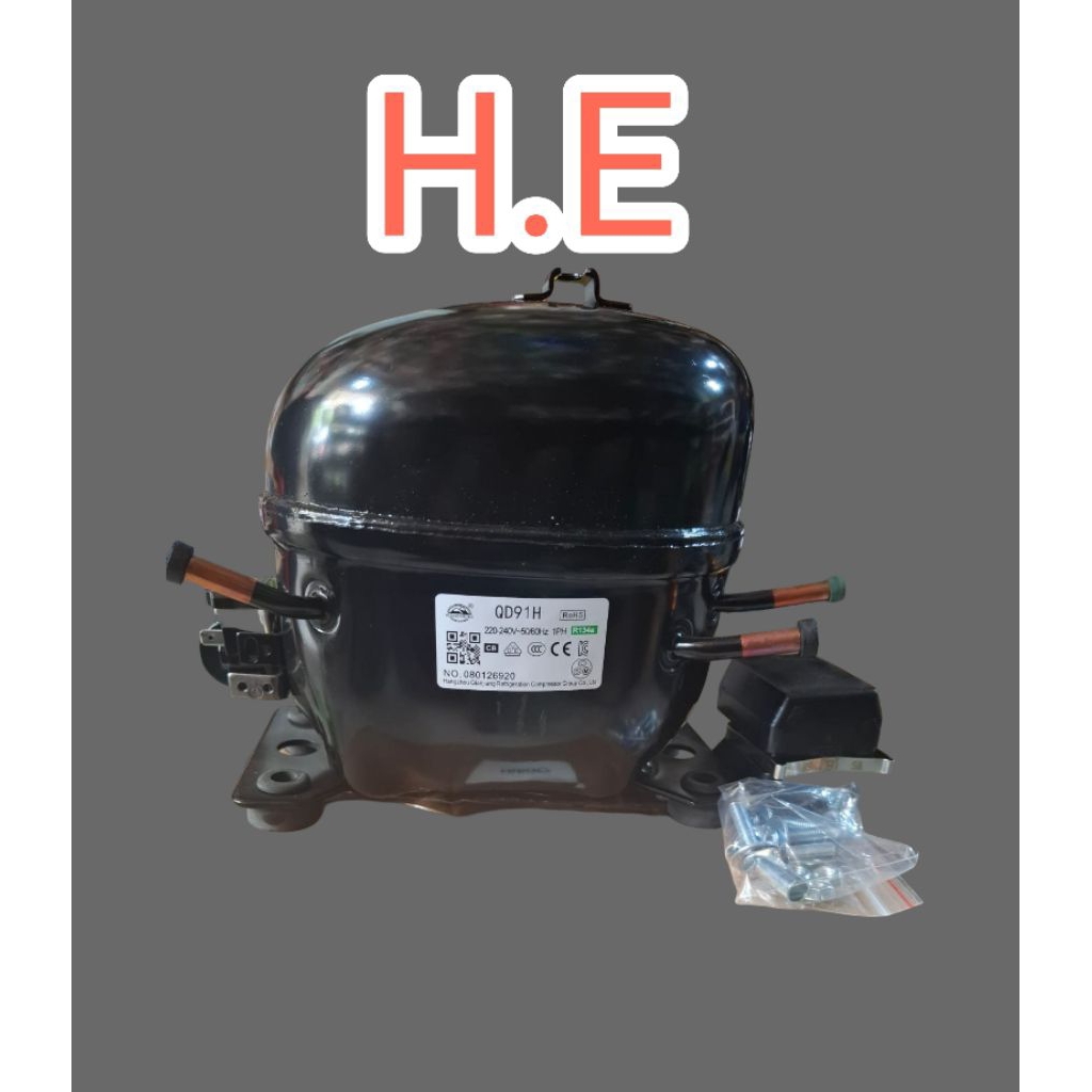 KOMPRESOR KULKAS SHOWCASE POLYTRON QD91H 1/4PK FREON R134a BONUS RELAY OVERLOAD TUTUP MOUNTING KOMPL