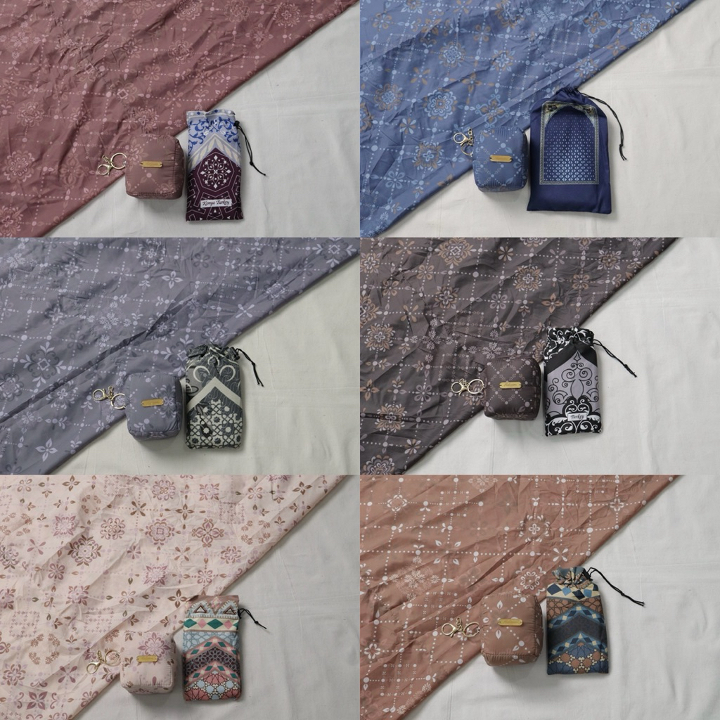 Full Set Mukena Terusan Parasut Premium 2in1 + Sajadah Traveling Motif Kashmeer