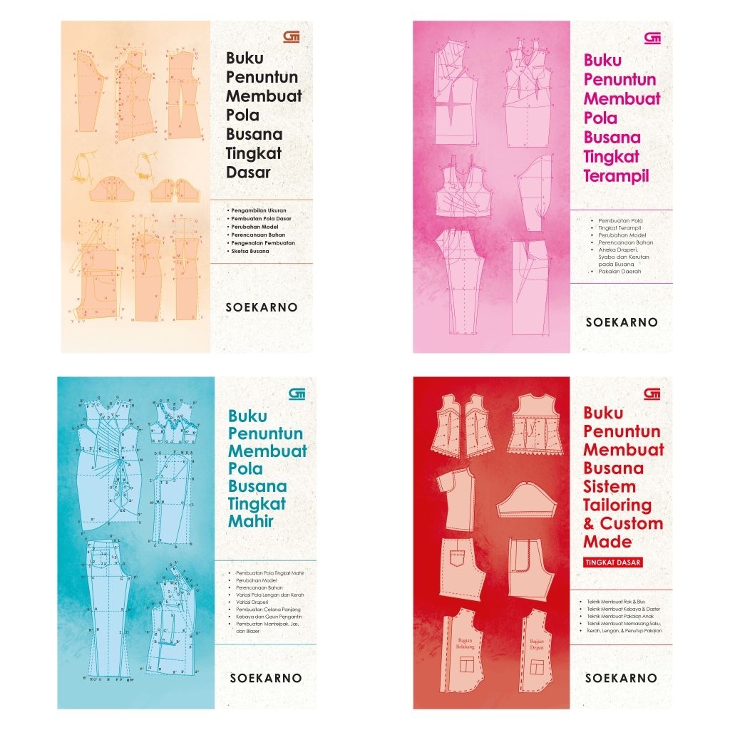 Buku Penuntun Membuat Pola Busana Tingkat Dasar Terampil Mahir (2025) Penuntun Membuat Busana Sistem