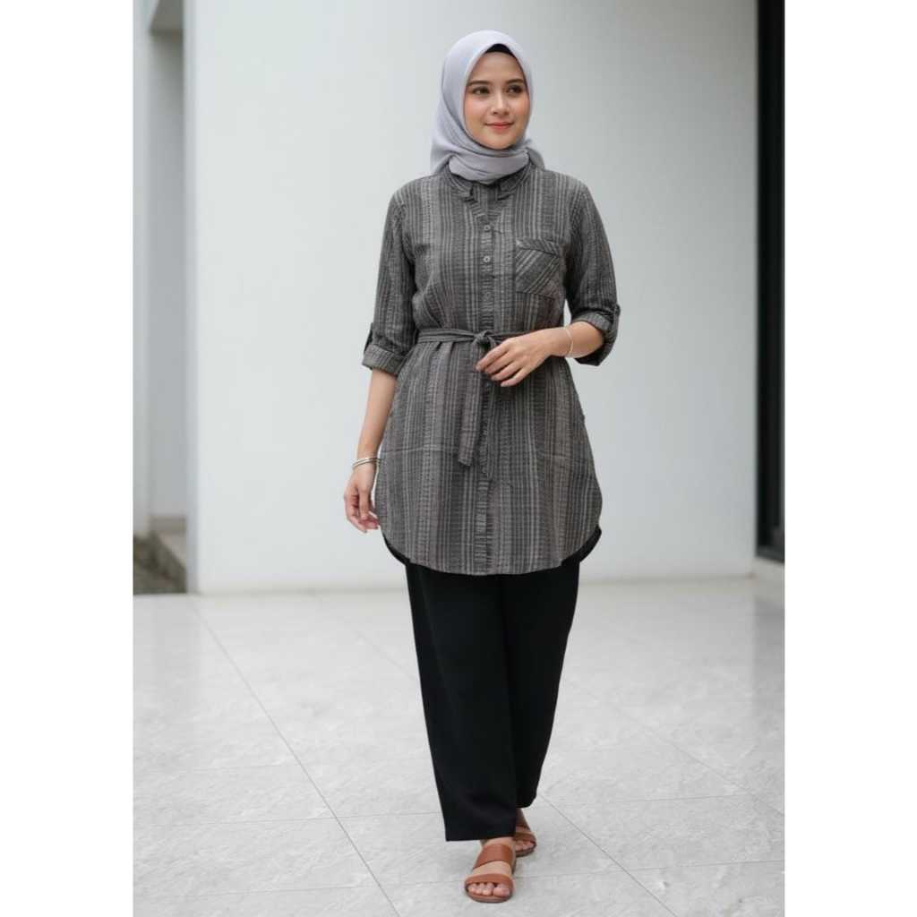 TUNIK triset salur premium bahan katun triset