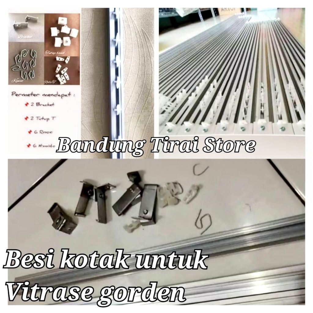 Batang Gorden Vitras / Rel kotak Aluminium Lebar 50 cm Dan 2 Meter