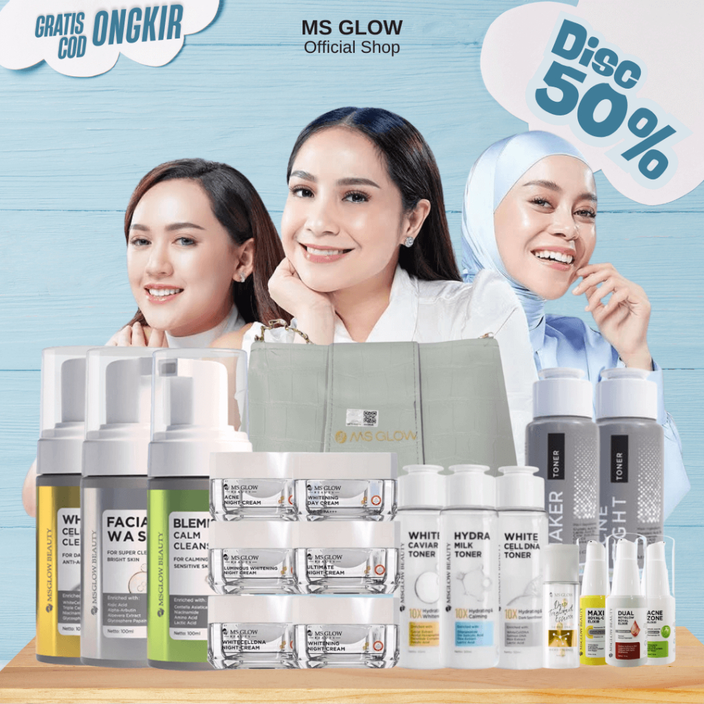 MS GLOW BEAUTY PAKET WAJAH SKINCARE 1 SET LENGKAP Official Store