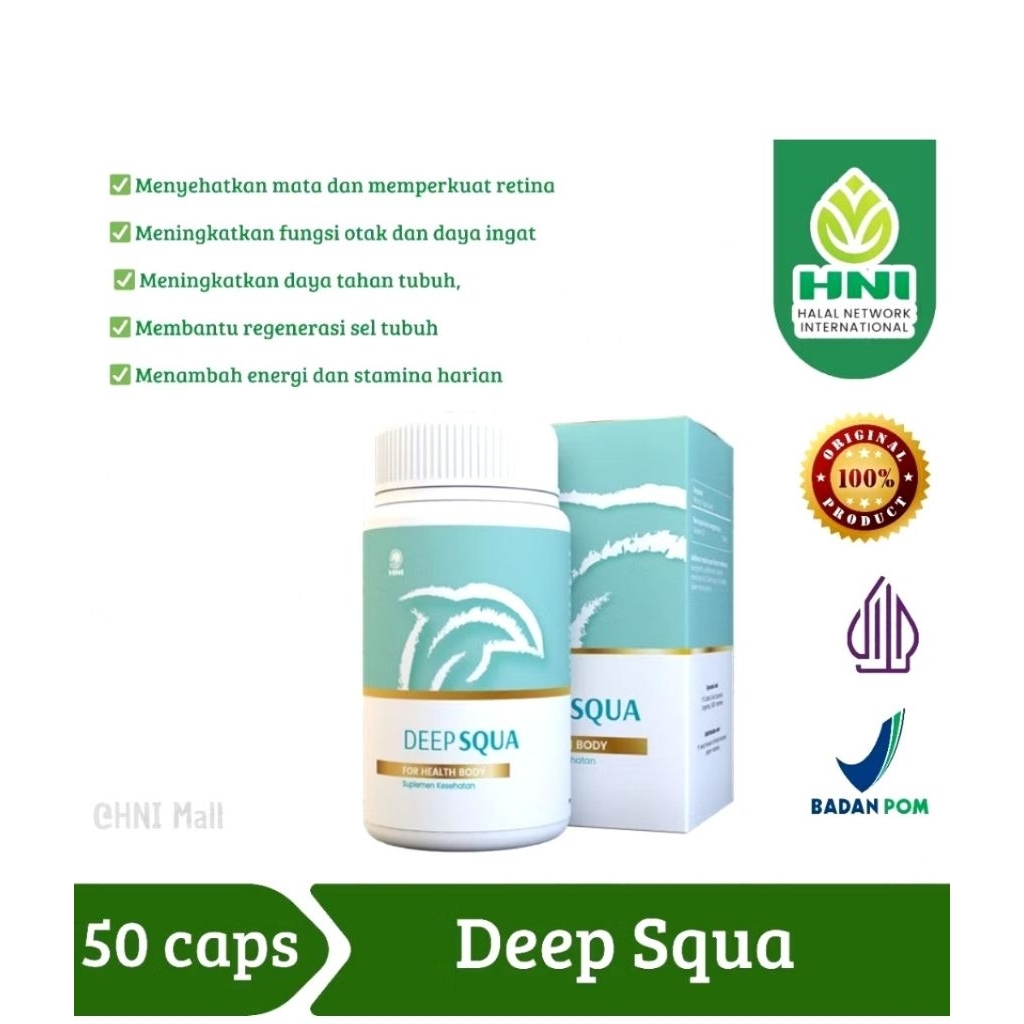 Deep Squa HNI HPAI Asli Minyak Ikan Hiu Obat Jantung Koroner dll isi 50Softgel