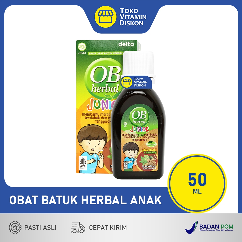 OB HERBAL JUNIOR 60 ML SIRUP ANAK PLUS MADU MENIRAN | Obat Sirup Batuk Anak, Gatal Tenggorokan
