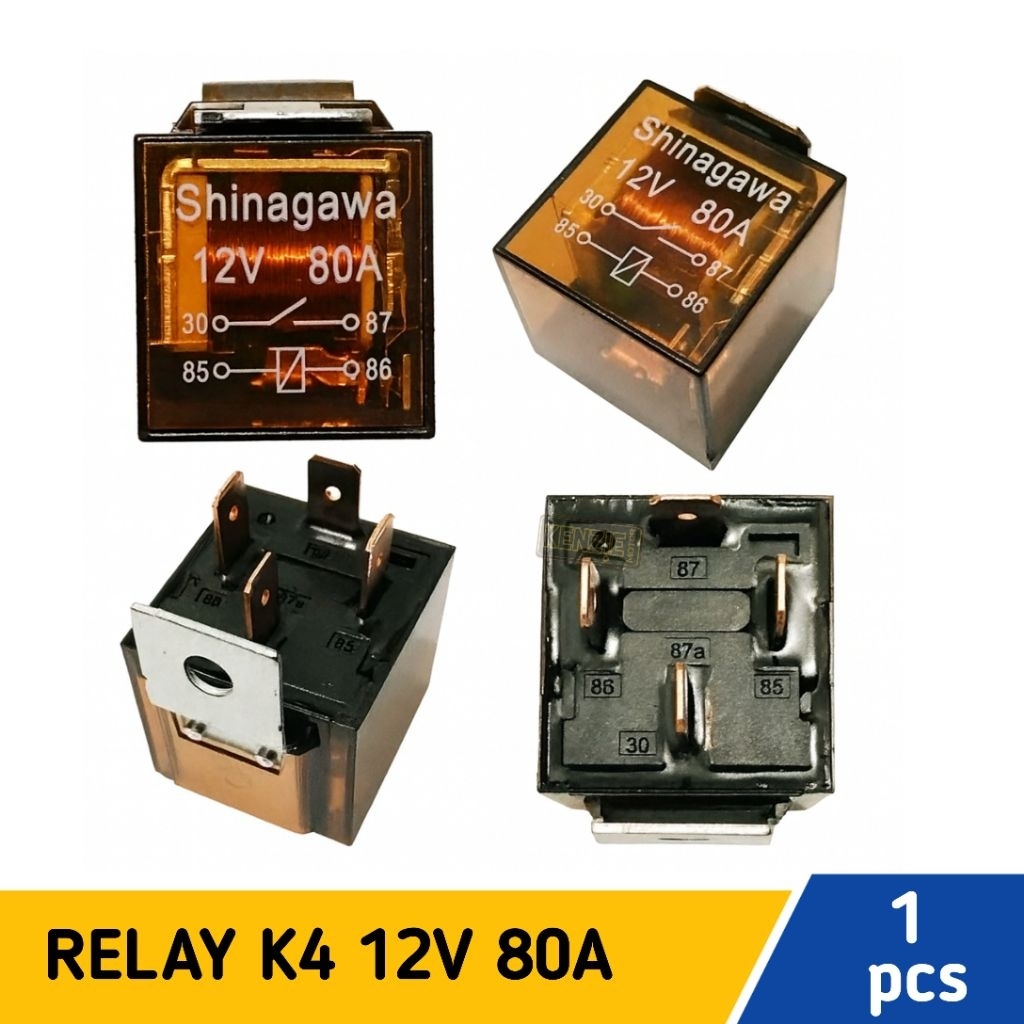 Relay Kaki 4 80A 12V – Untuk Klakson, Lampu, Aksesoris Motor/Mobil