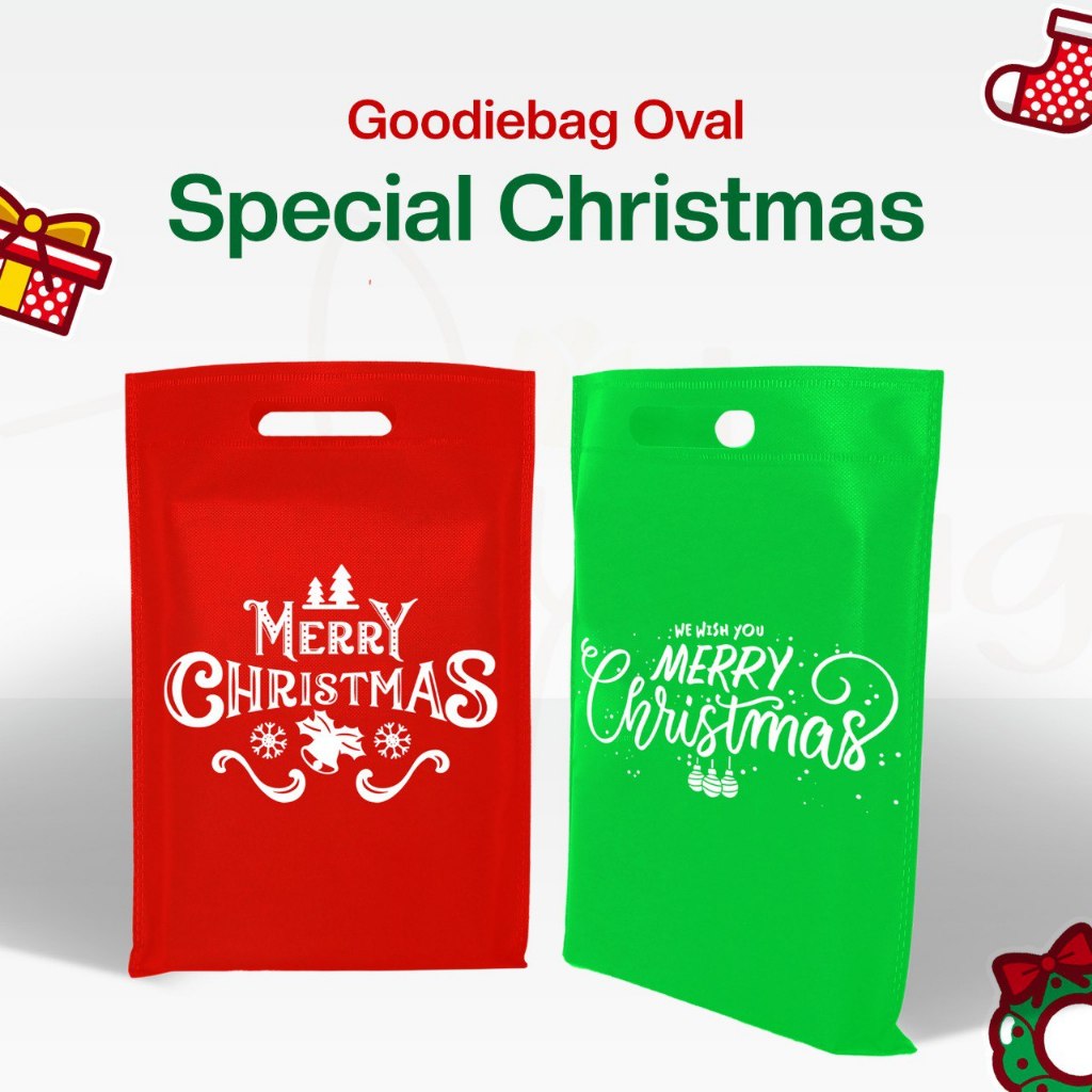 Tulipbag – Goodie Bag Oval Natal / Christmas Gift Bag | Tas Bingkisan Natal Premium untuk Parcel, Ha