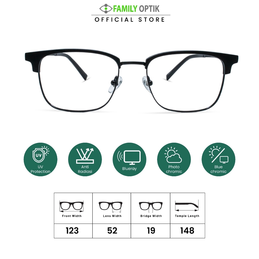 Family Optik - Kacamata Vintage Blueray Photocromic Anti Radiasi HC90061