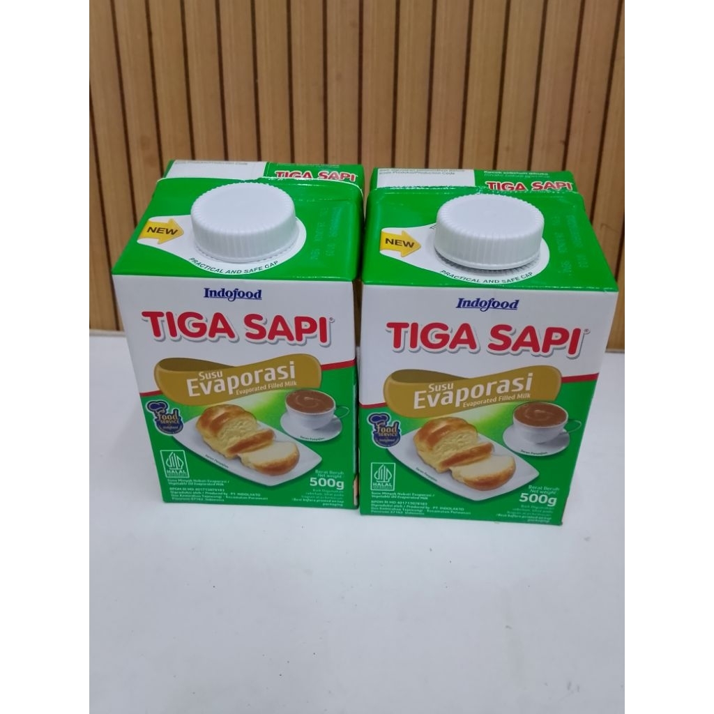 TIGA SAPI SUSU EVAPORASI 500GRAM / SUSU EVAPORASI TIGA SAPI 500GRAM / SUSU CAIR TIGA SAPI
