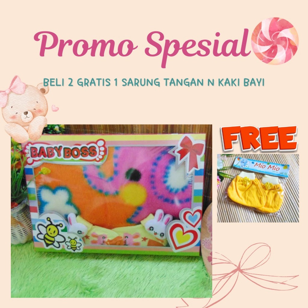 [BELI 2 GRATIS 1 SARUNG TANGAN N KAKI BAYI] Paket Kado Bayi Baru Lahir BabyBoss Selimut Bludru Kaos 
