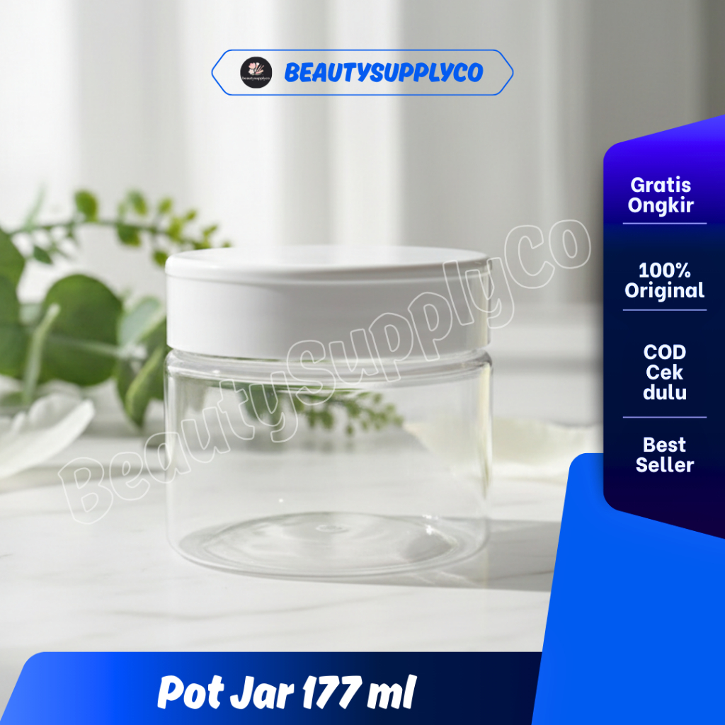 Pot Jar 177 ml Plastik Bening Kemasan Kosmetik Kosong Wadah Lulur Masker