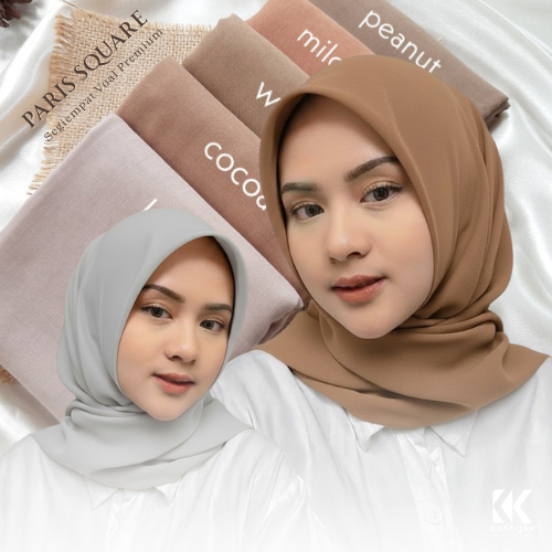 Segi Empat Paris Premium Voal | Jilbab Paris Polos Anti Letoy | Hijab Kerudung Segi Empat Polos Dail