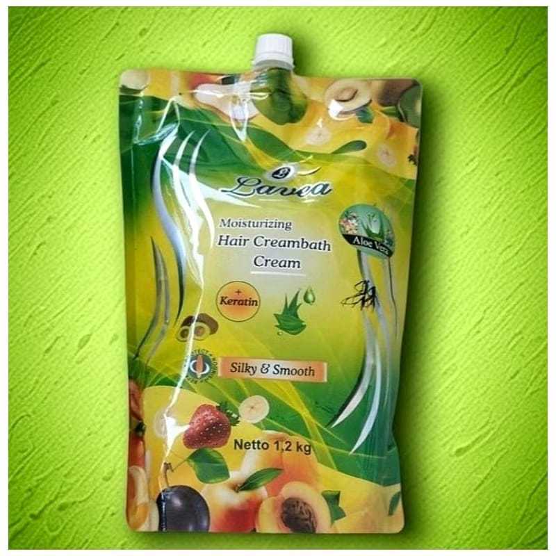 Lavea Moisturizing Hair Creambath Cream + Keratin Silky & Smooth Masker Rambut Salon Kiloan 1,2 Kg