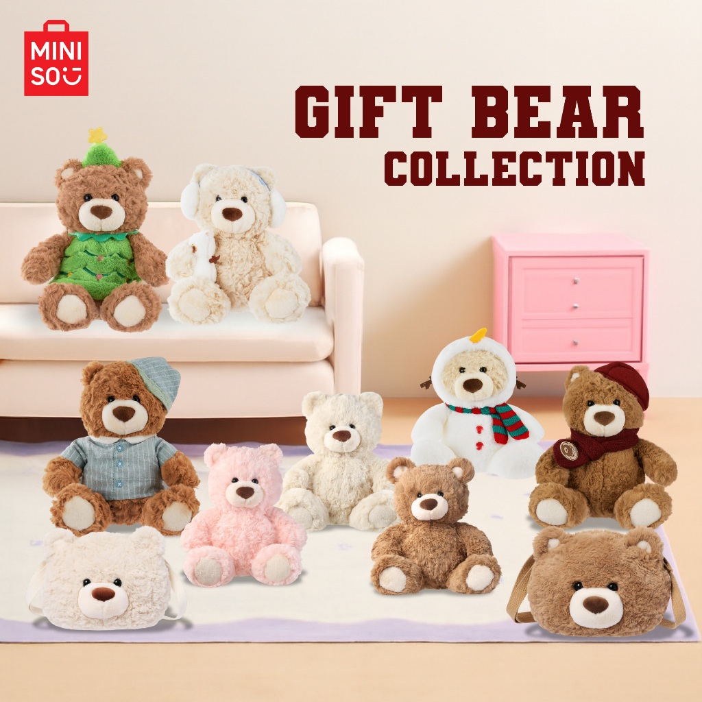 MINISO TOY - Miniso x Gift Bear Collection Sit Nicely Plush Toy Boneka Beruang Lucu Teddy Bear