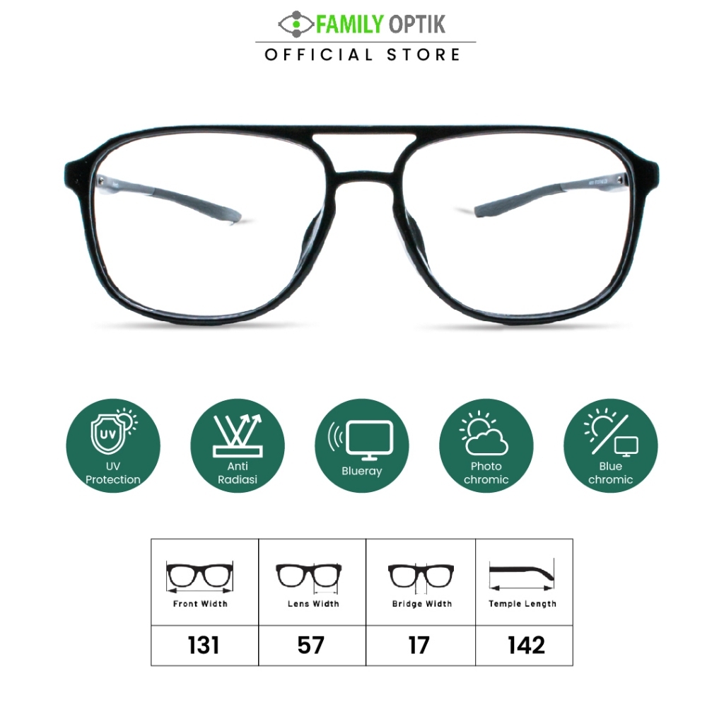 Family Optik - Kacamata Airtech Blueray Photocromic Anti Radiasi 6101